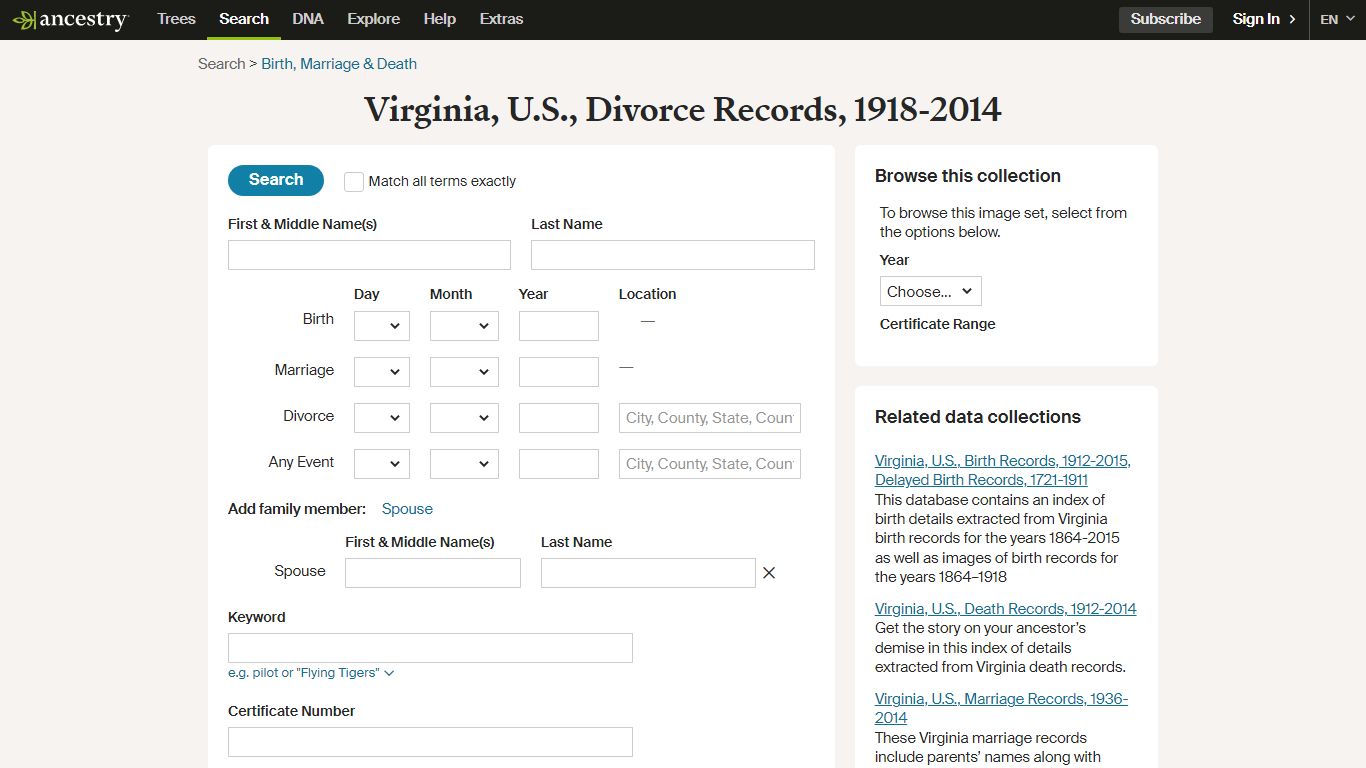 Virginia, U.S., Divorce Records, 1918-2014 - Ancestry.com